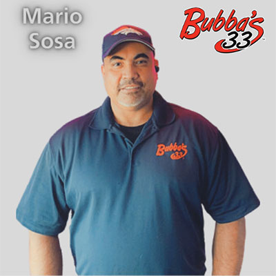 Photo of Chef Mario Sosa with Bubba’s 33